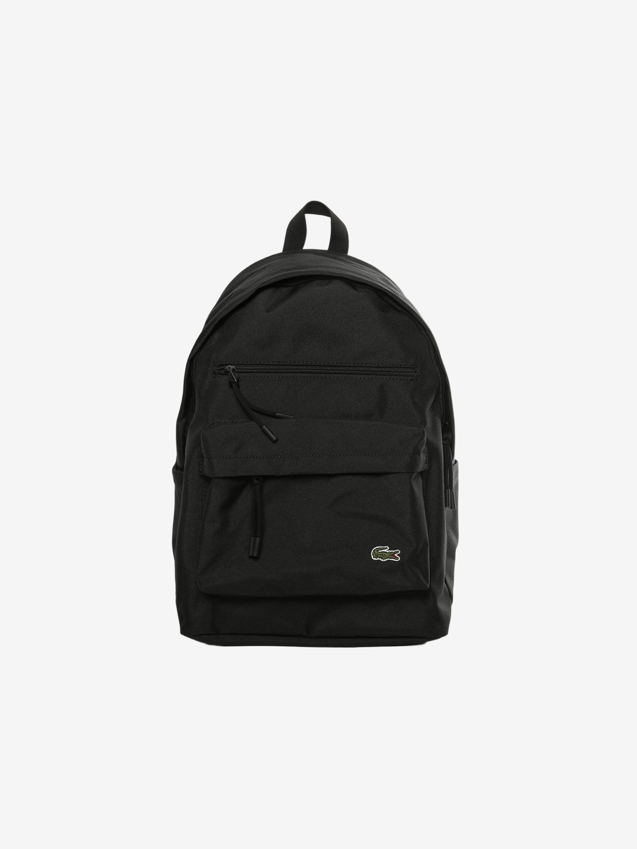 Black backpack, front view