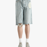 Blue shorts, front view