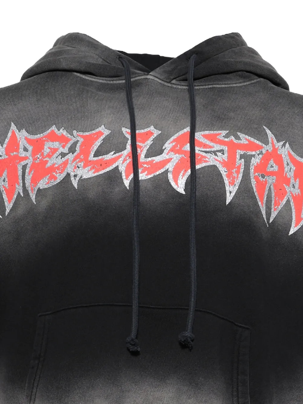 Close up of Black hoodie, showing texture of the 100% cotton fabric