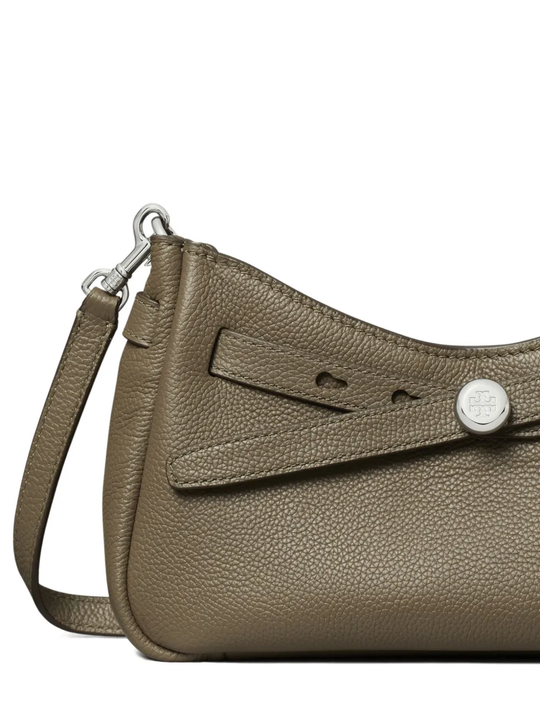 close up of green bags, showing texture of the leather fabric