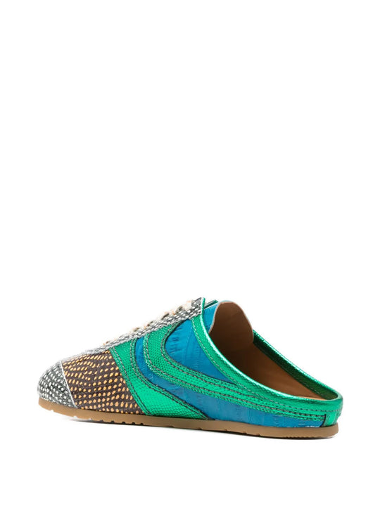Green shoes, side view