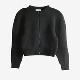 Black cardigan, front view