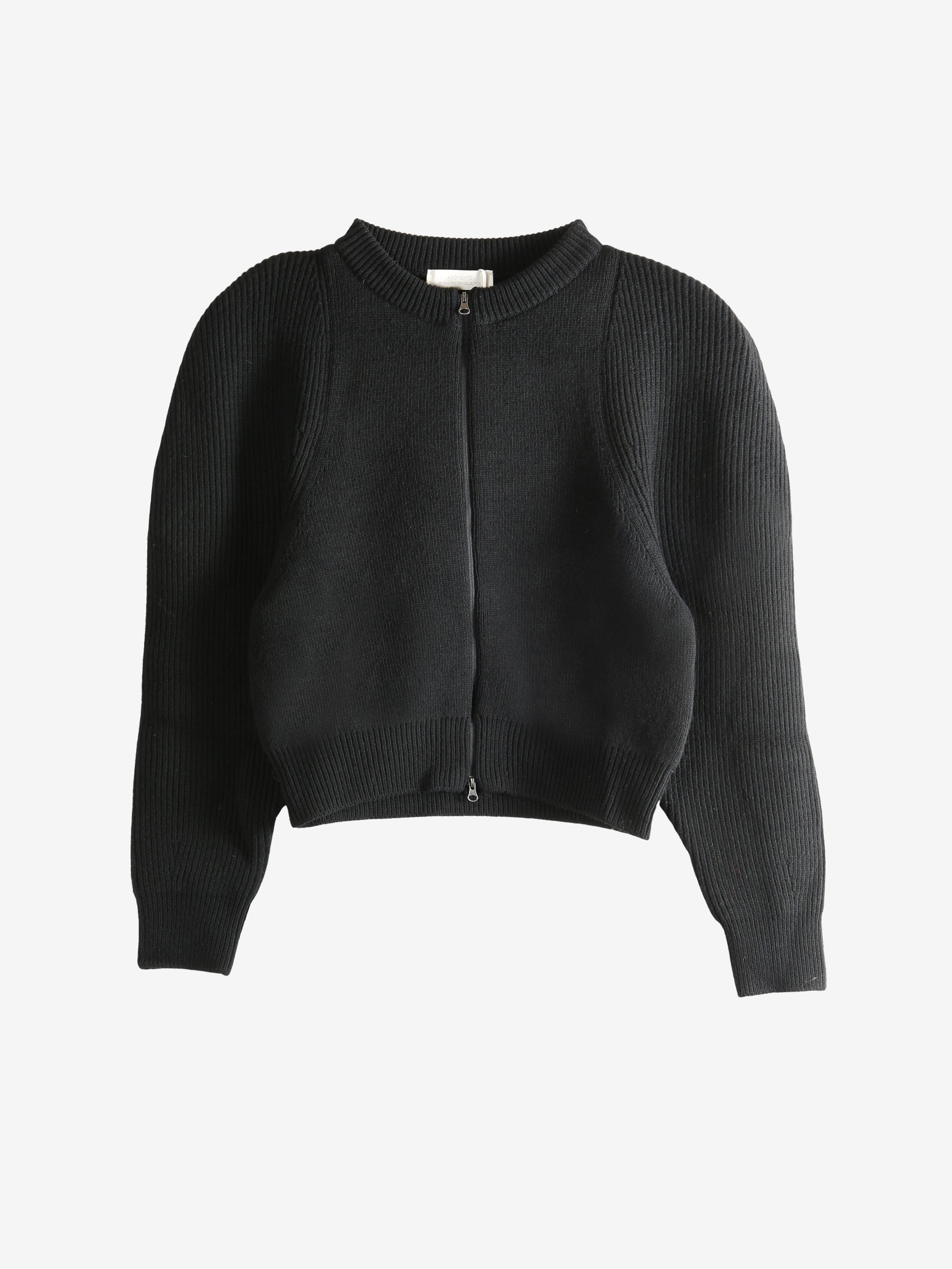 Black cardigan, front view