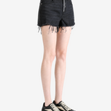 Black shorts, full body view
