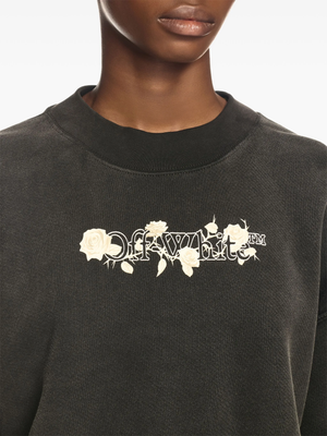 OFF WHITE - Women Bookish Roses Over Crew Sweatshirt