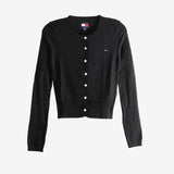 Black cardigan, front view