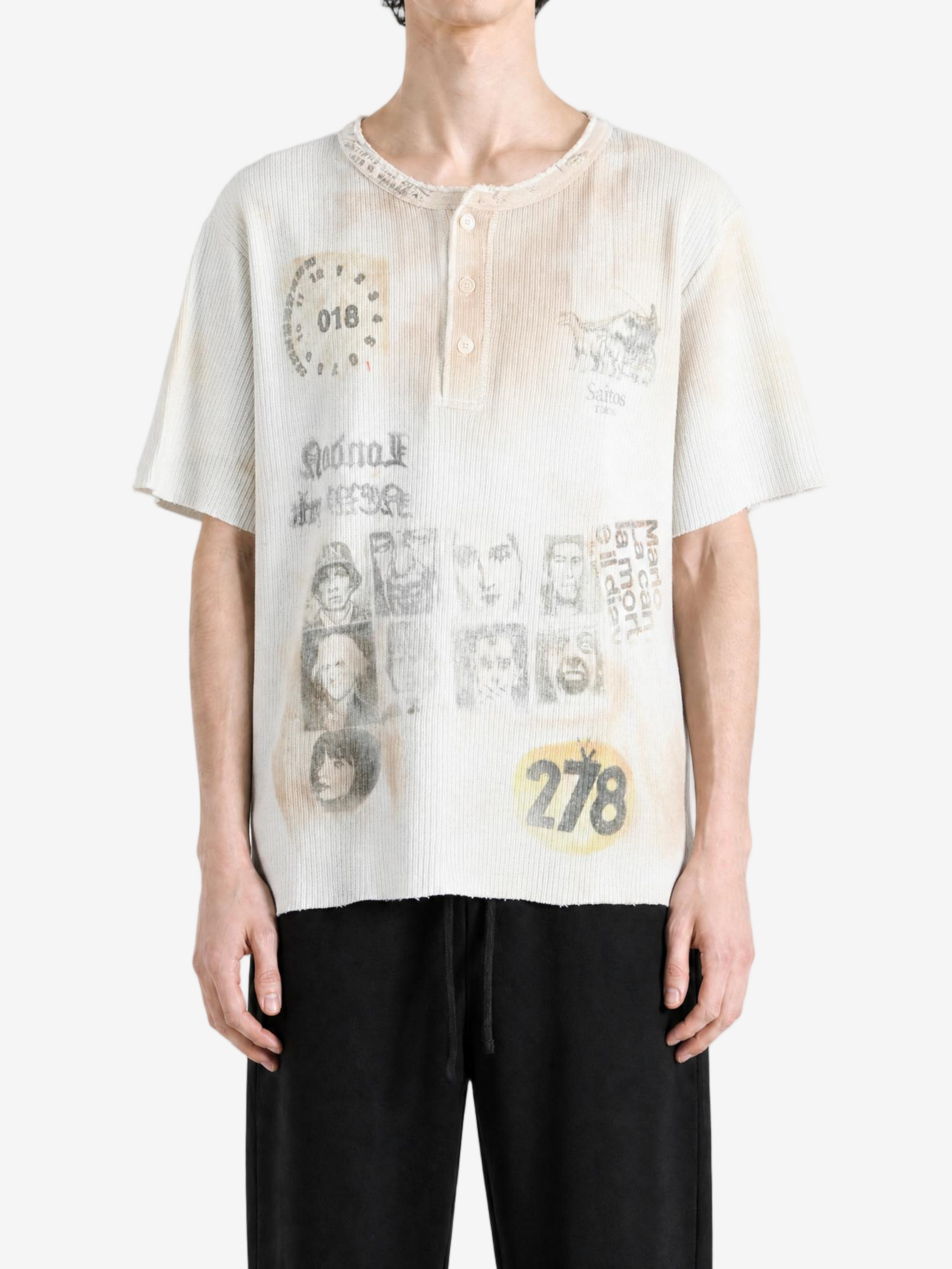 Tan t-shirt, full body view
