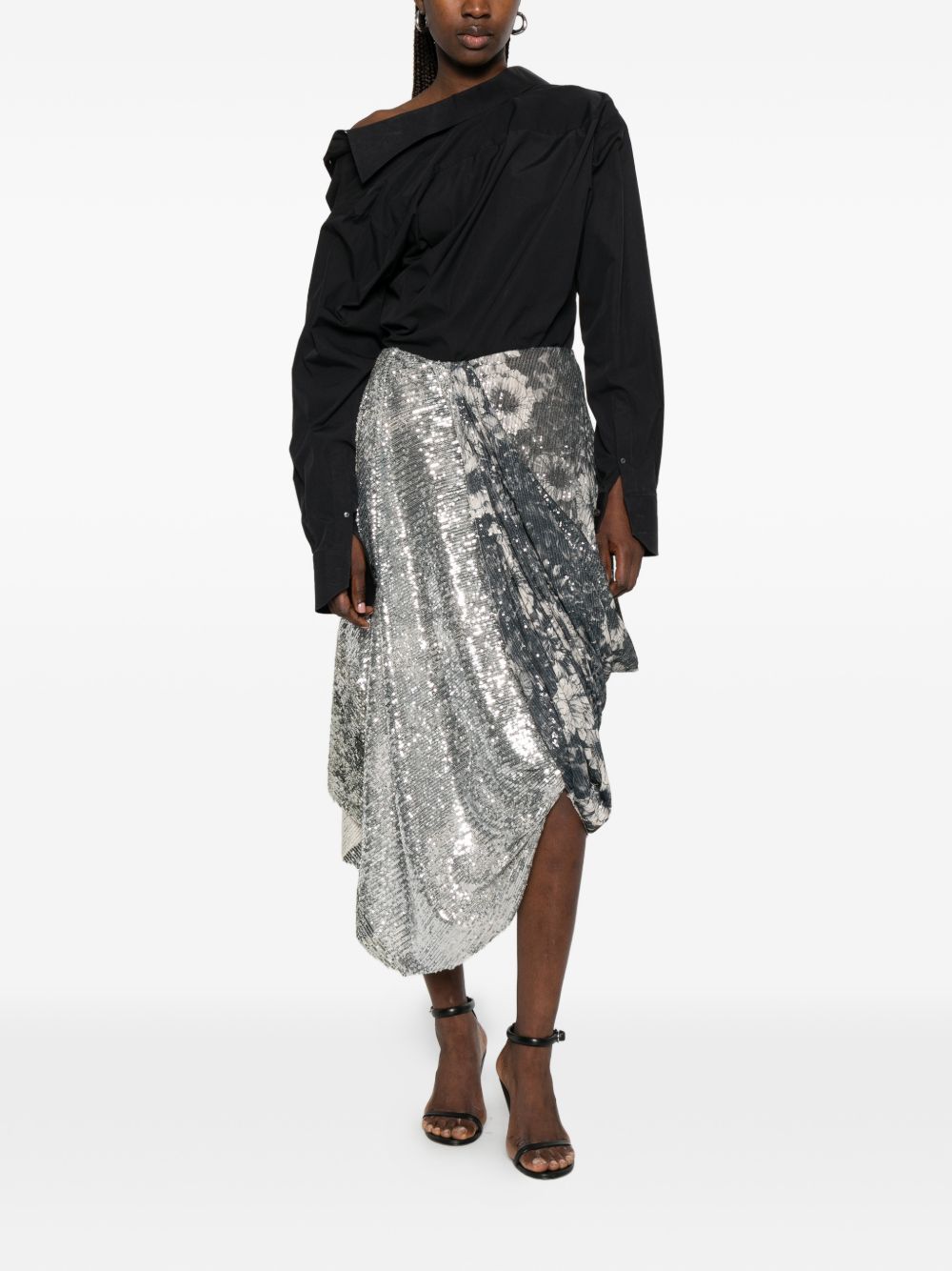 Grey skirt, full body view