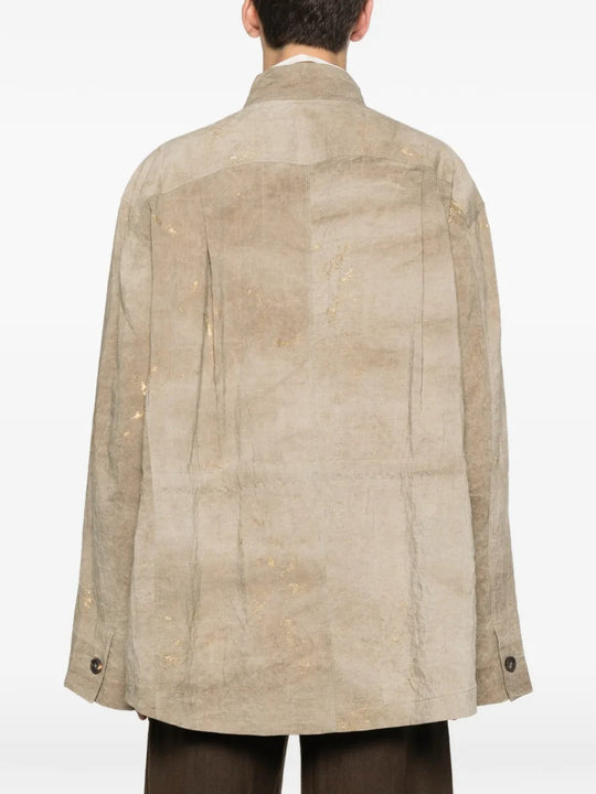 Tan jacket, full body view