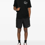 Black shorts, full body view