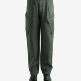 Green pants worn by a person, showing the pants fit