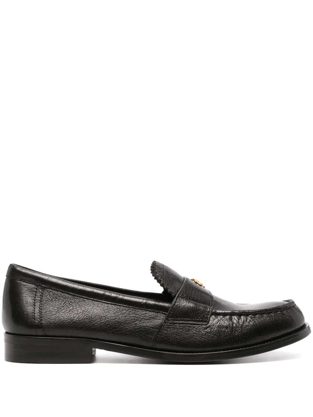 Black loafers , front view