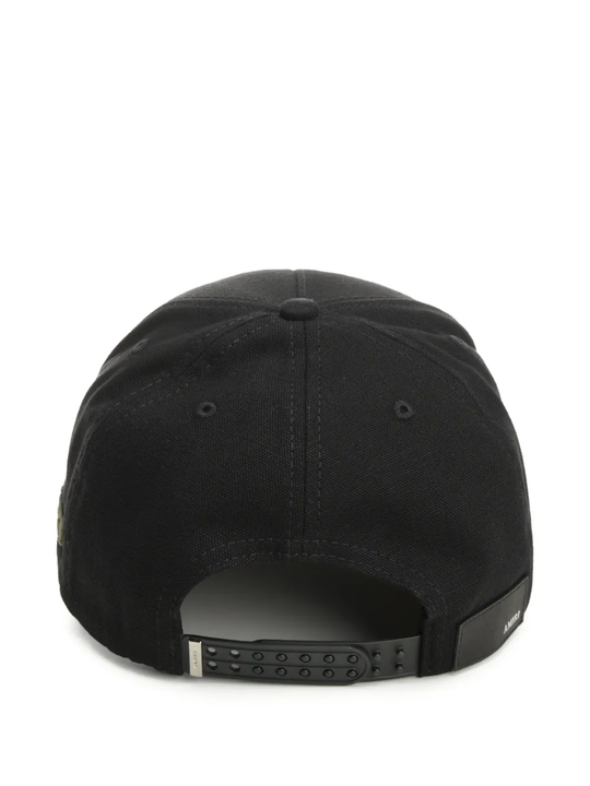 black hat, back view