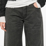 Grey pants worn by a person, showing the pants fit