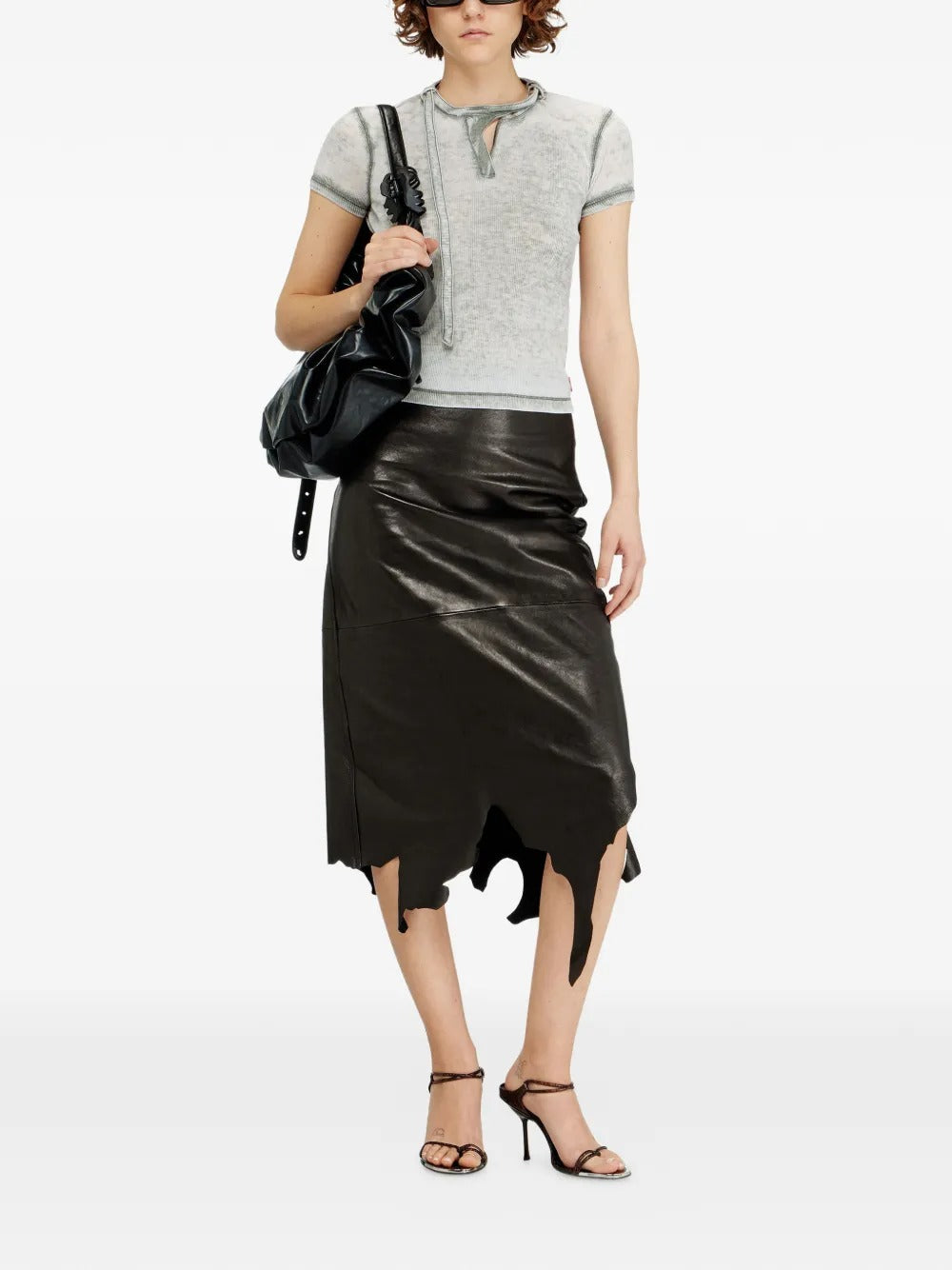 Grey tops, full body view