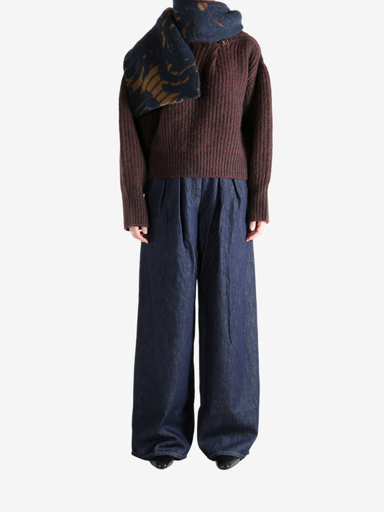 Navy scarf, full body view