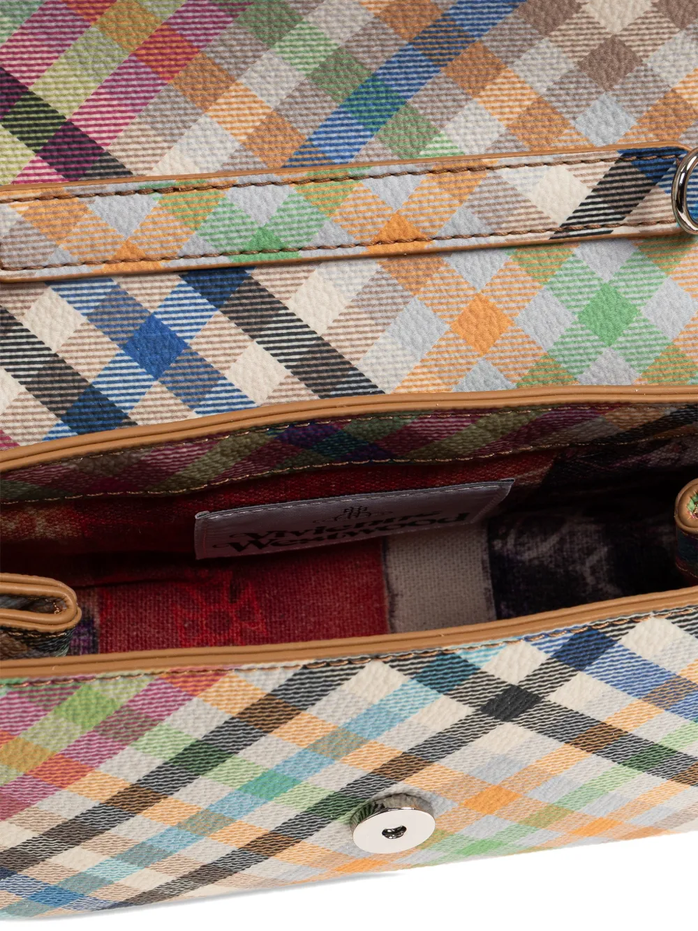 Close up of the tan bag, showing the texture of the polyurethane