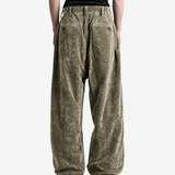 Green pants, full body view