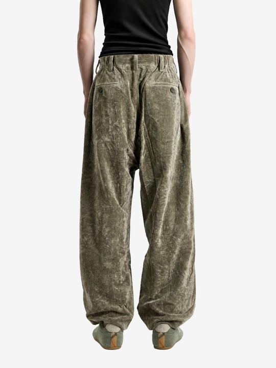 Green pants, full body view