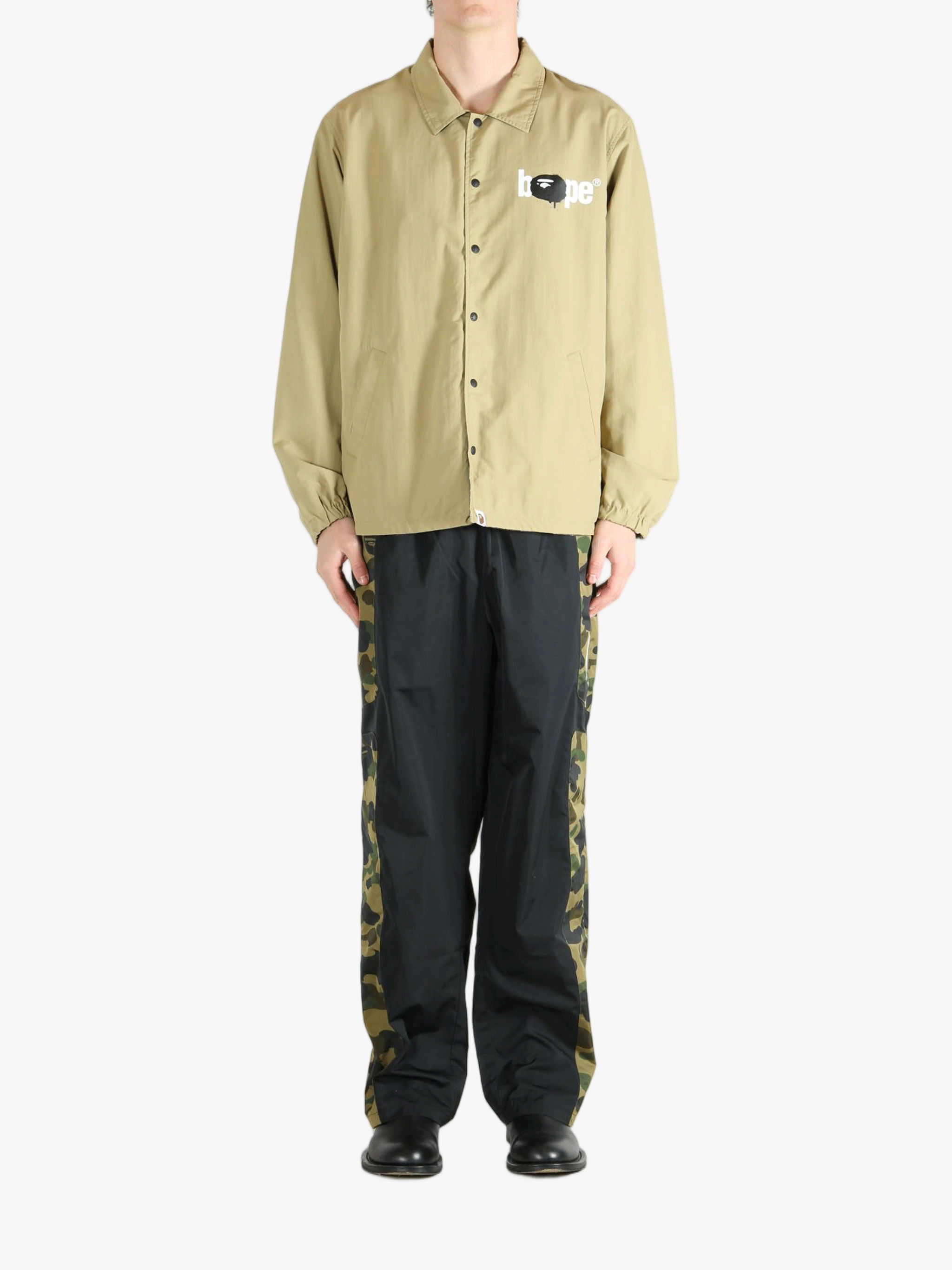 Tan jacket, full body view