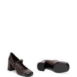 Brown heels, front view