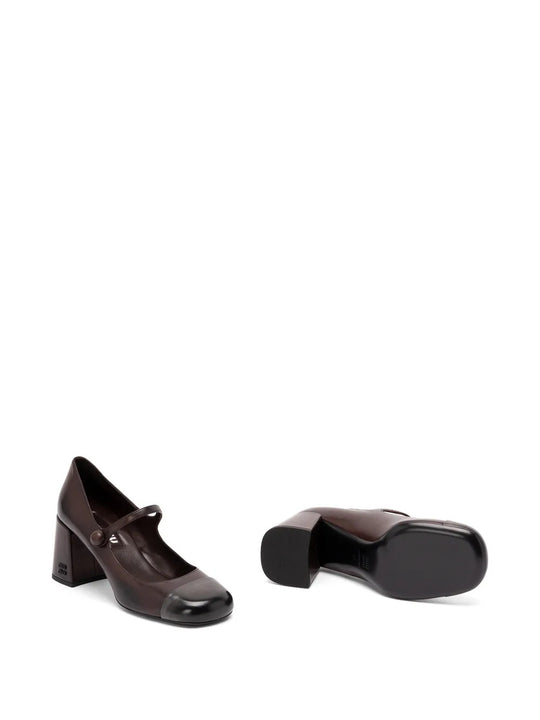 Brown heels, front view