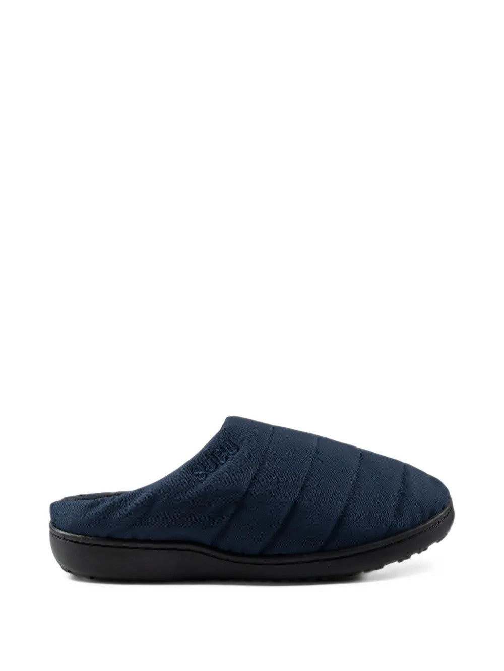 Navy shoes, side view