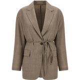 Tan jacket, front view