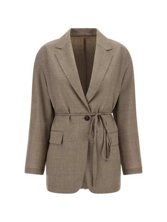 Tan jacket, front view