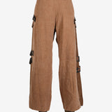 Brown pant worn by a person, showing the pant’s fit