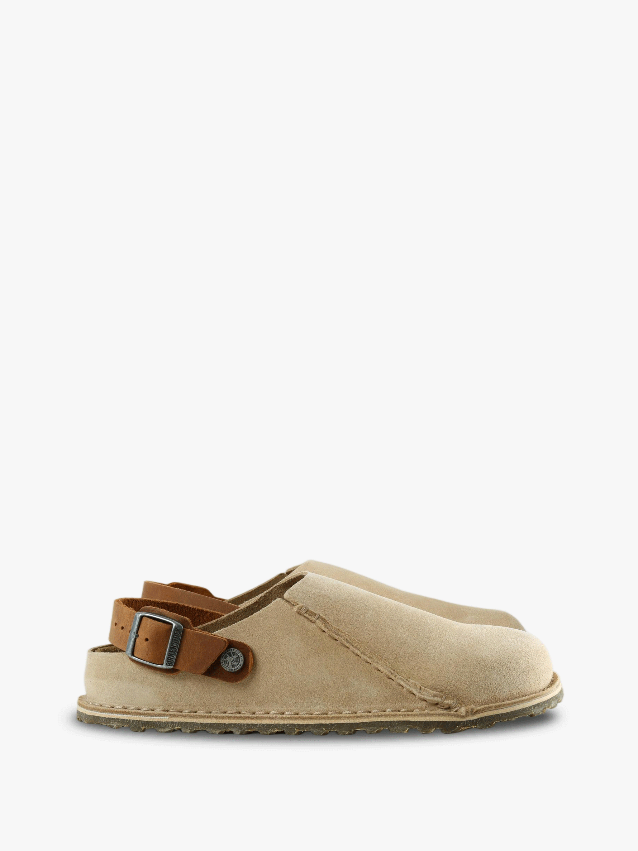 Tan sandals, side view