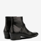 Black boots, back view