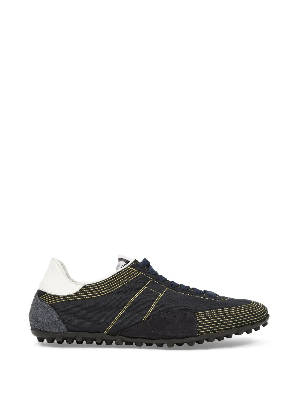 Navy shoes, side view