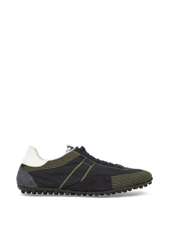 Navy shoes, side view