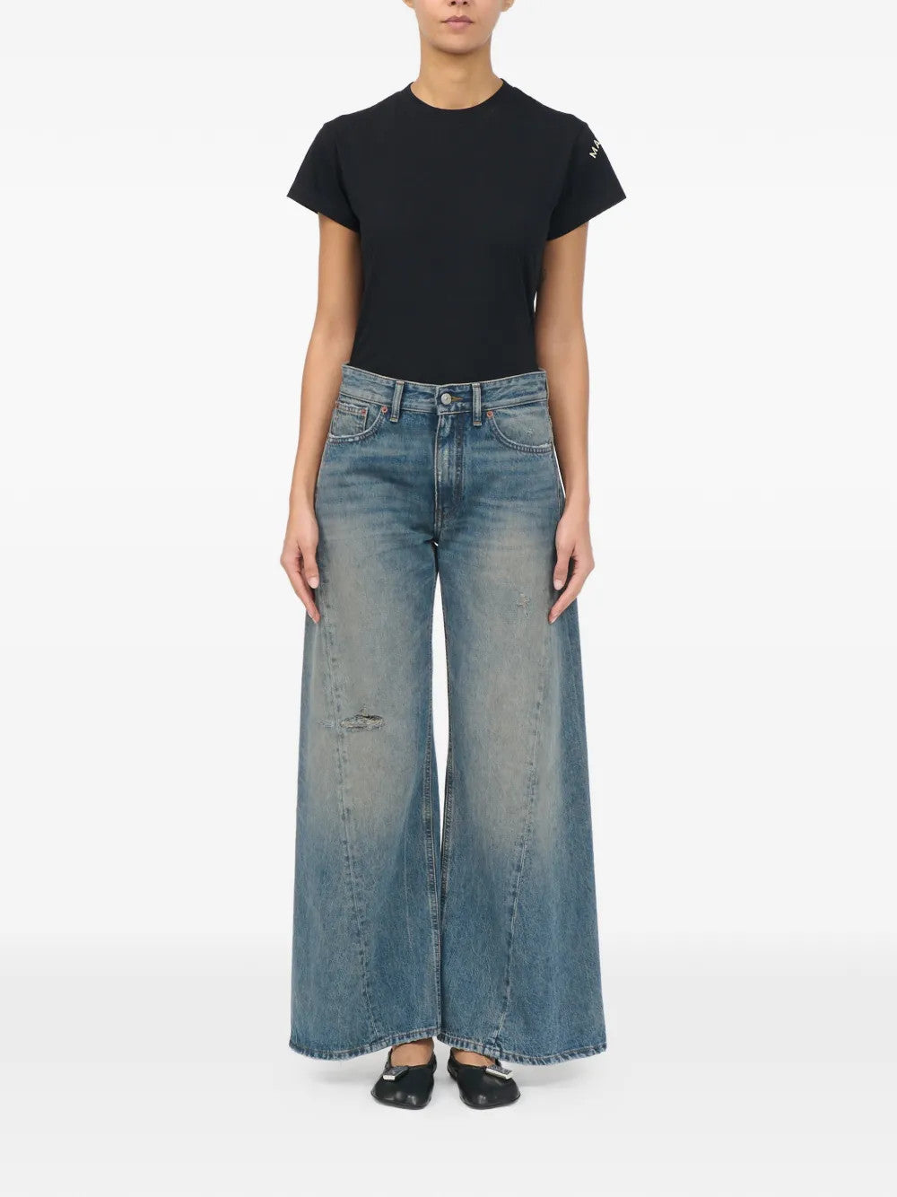 Blue pants, full body view