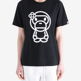 Black t-shirt, full body view