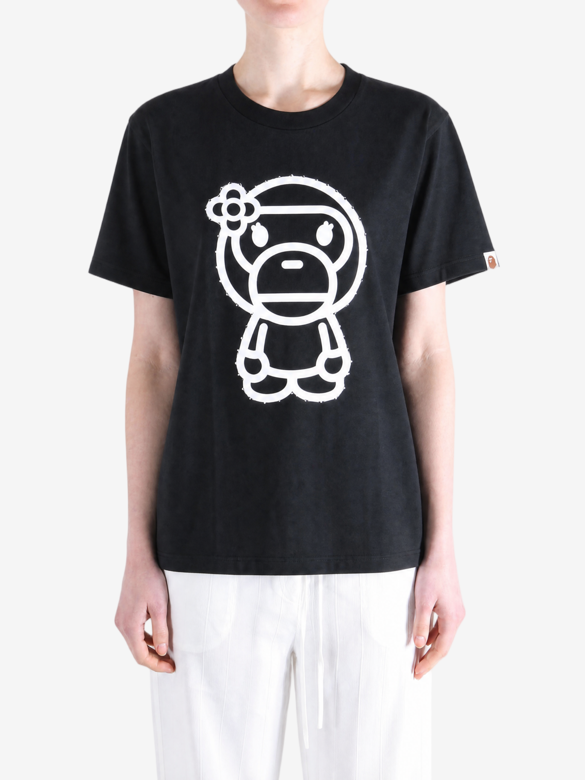 Black t-shirt, full body view