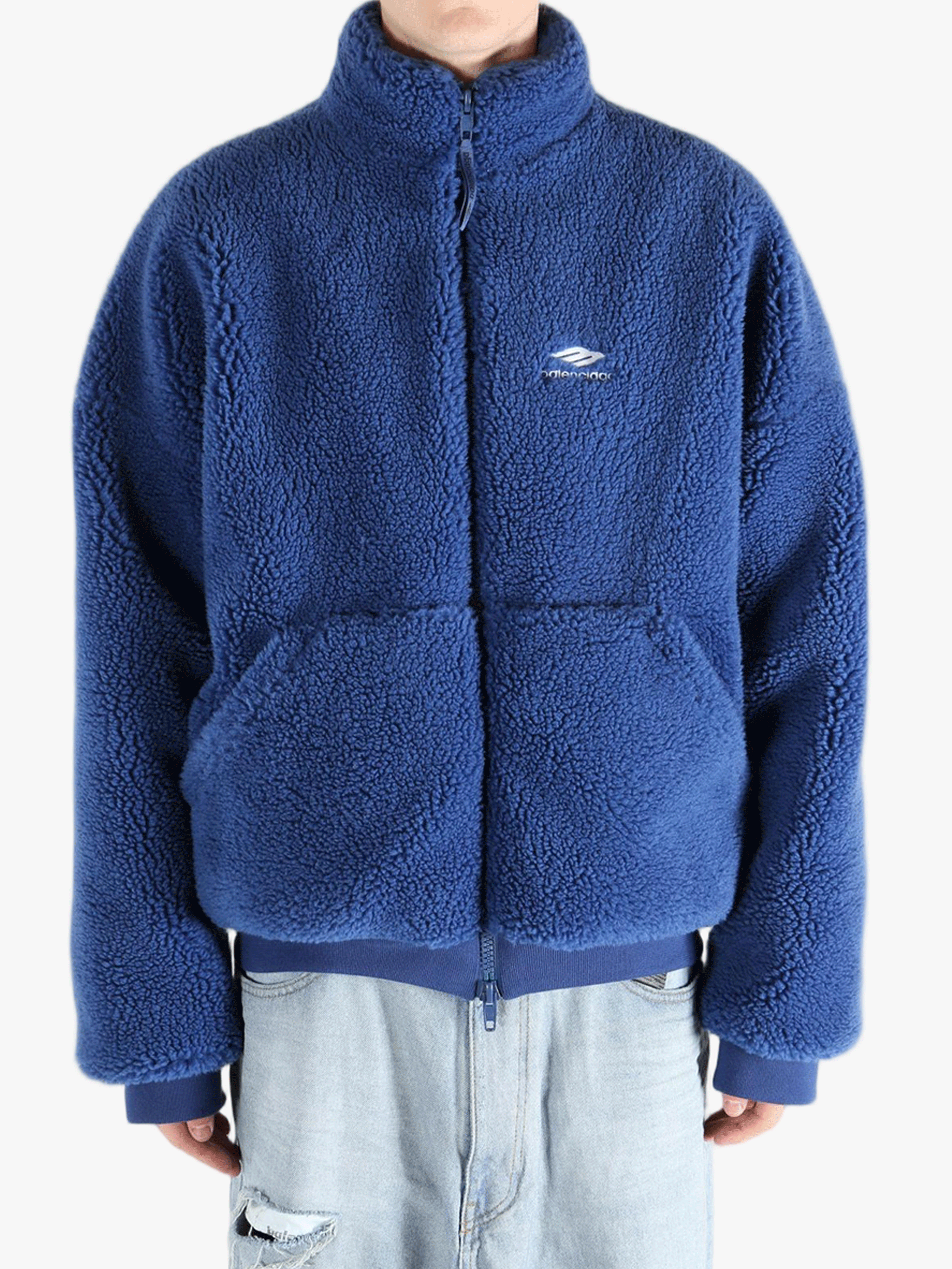 Blue jackets worn by a person, showing the jackets fit