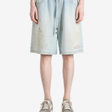 Blue shorts, full body view