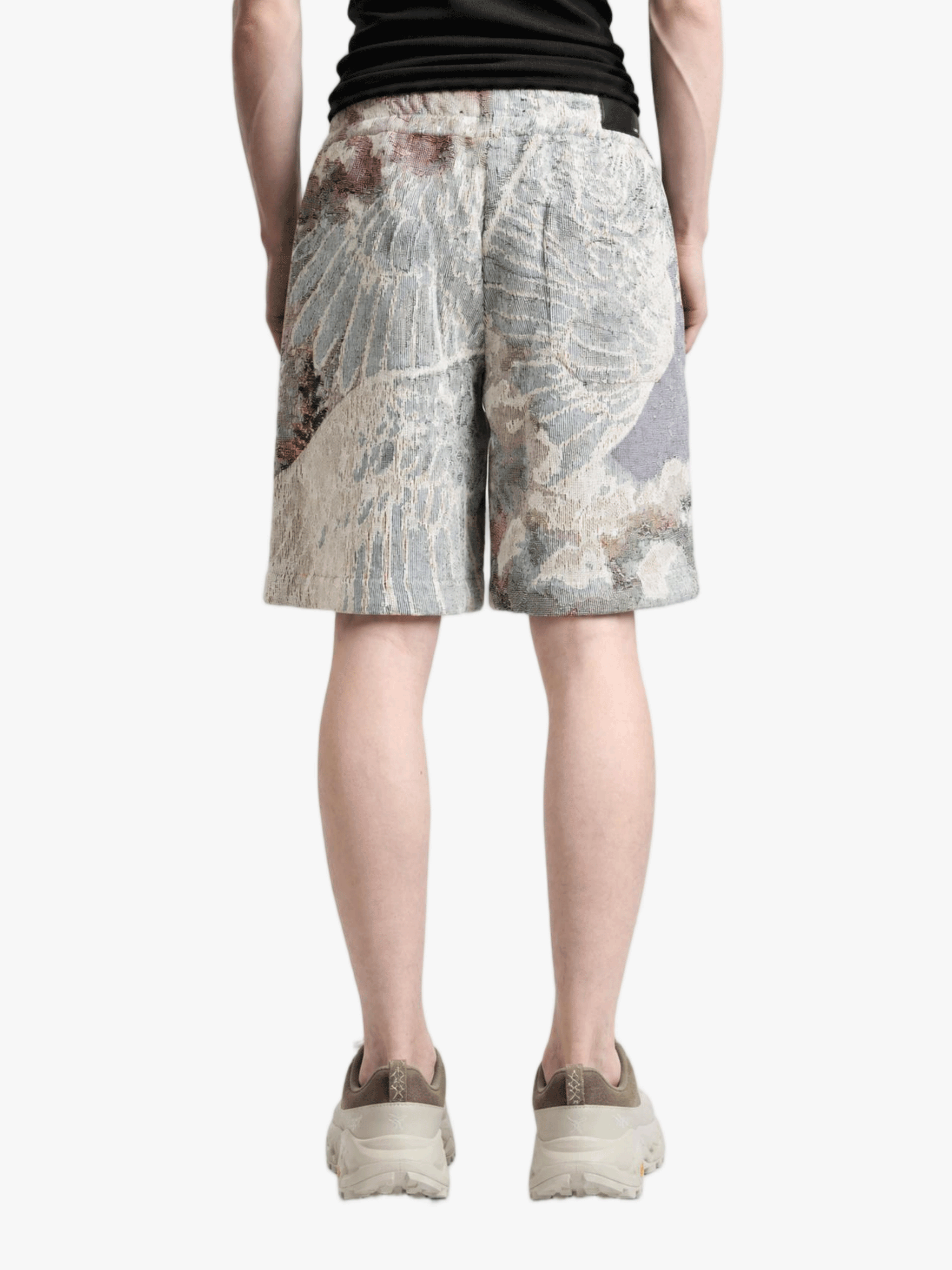 Blue shorts, full body view