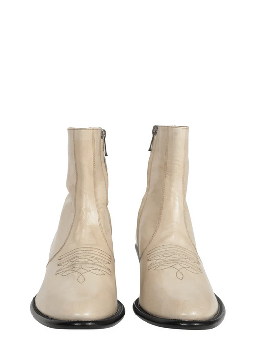 Tan boots, front view