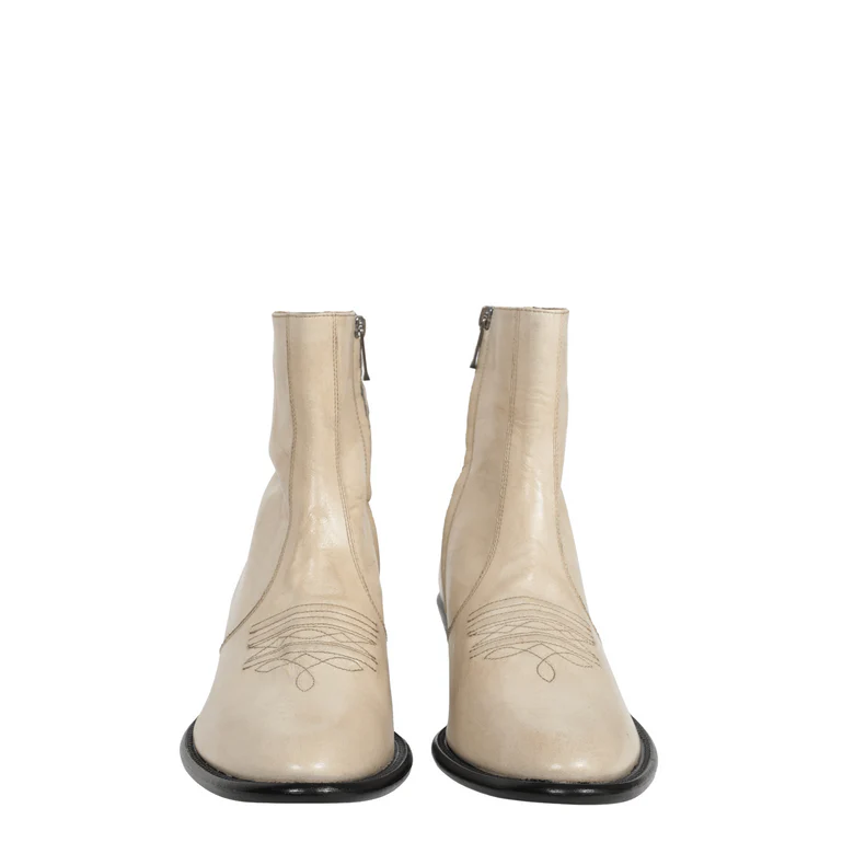 Tan boots, front view