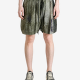 Green shorts, full body view