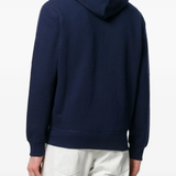 Blue hoodie, full body view