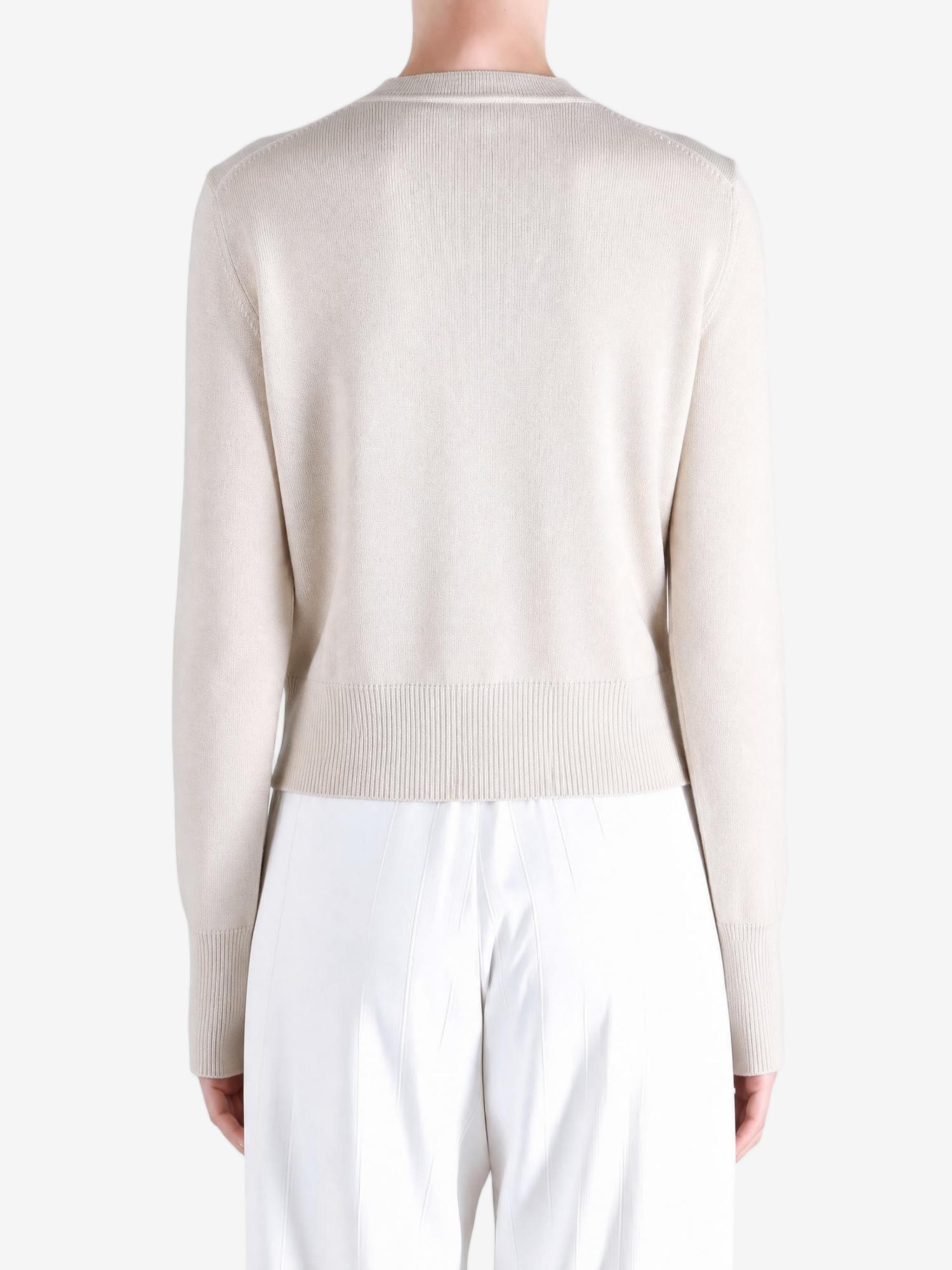 Tan knitwear, full body view