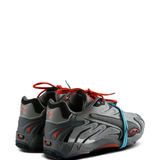 Grey sneakers, back view