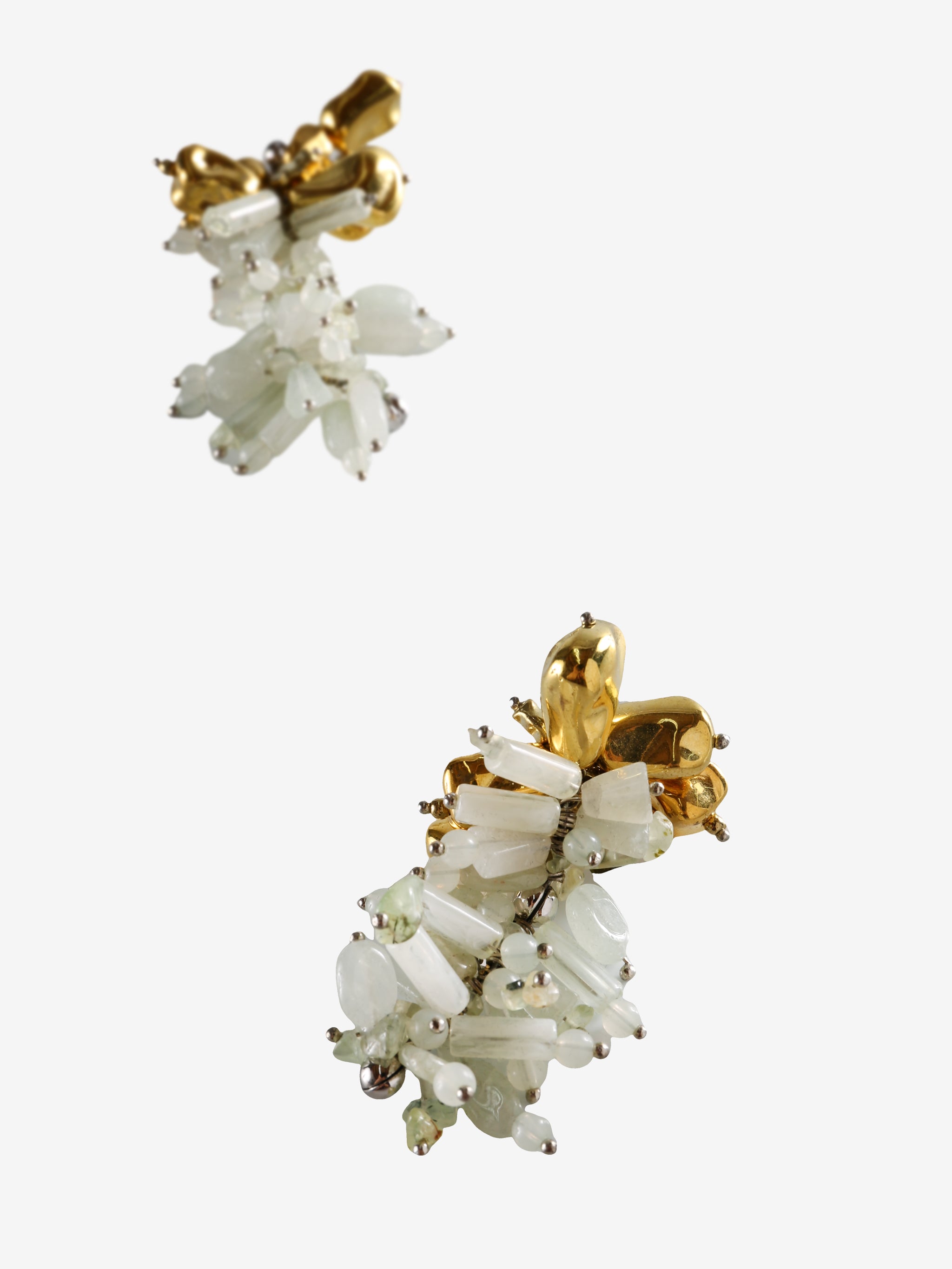 White earrings, front view