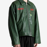 Green jacket worn by a person, showing the jacket fit