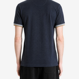 Navy shirt, full body view