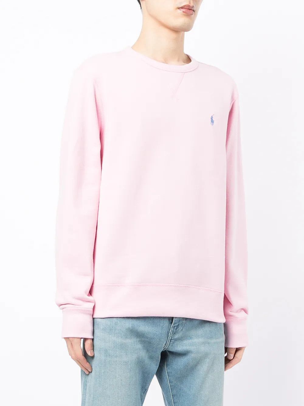 Pink hoodie, full body view